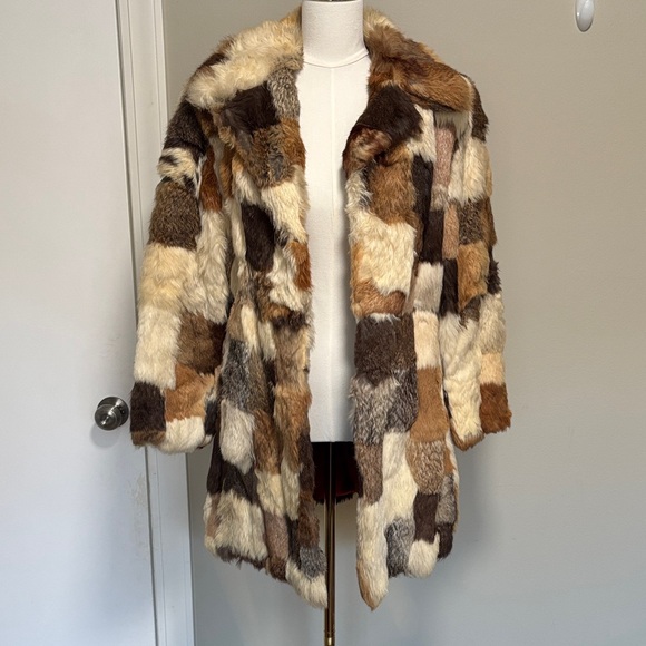 Patchwork Rabbit Fur Coat - Picture 1 of 2